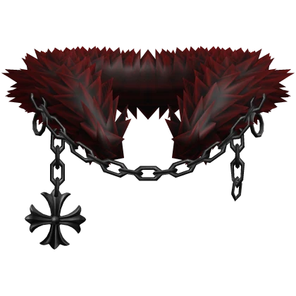 Crimson Chained Chrome Pendant Neck Fur
