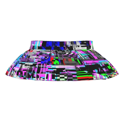 TV Glitch Pleated Skirt 3.0