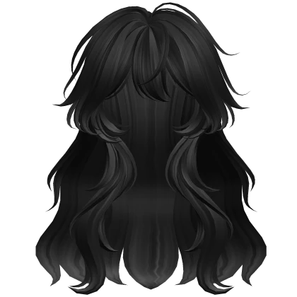 Shy Fluffy Wavy Girly Anime Hair (Black)