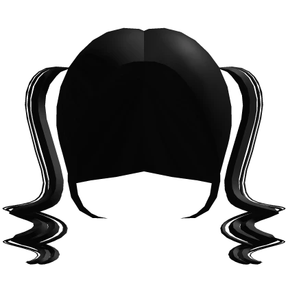 ♡ black cute curly pigtails