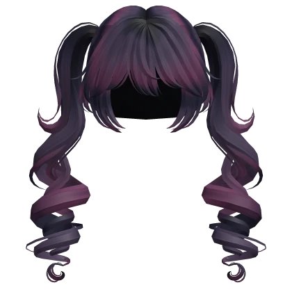 Curly Twin Tail Pigtails w/ Bang (Twilight Purple)