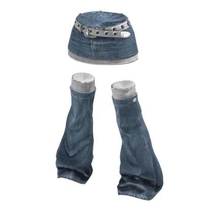 💗Y2K DENIM SKIRT AND LEG WARMERS_SKYBLUE