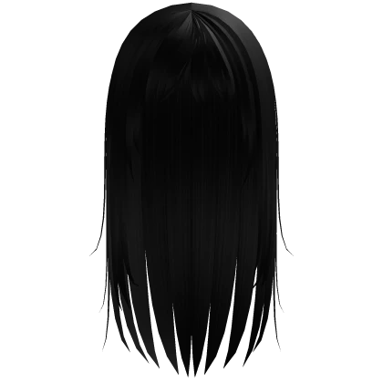 Long Straight Flowy Hair with Bangs Black
