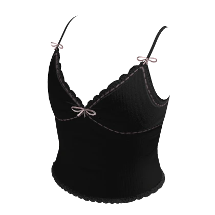Lace bow cami pink black