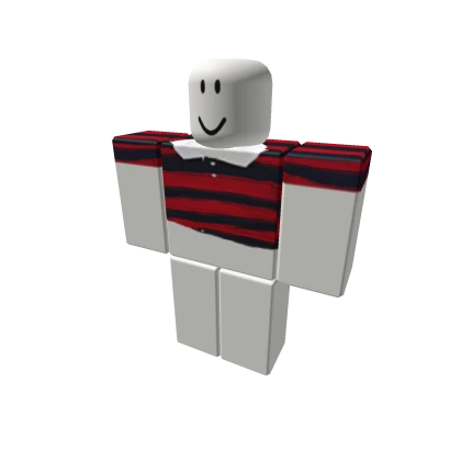 Red & Navy Blue Striped Collared Shirt Baddie
