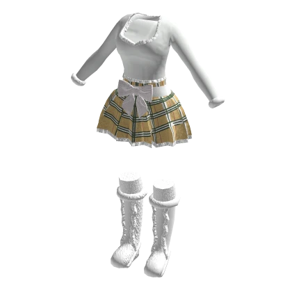 Gold Plaid Cute Outfit 