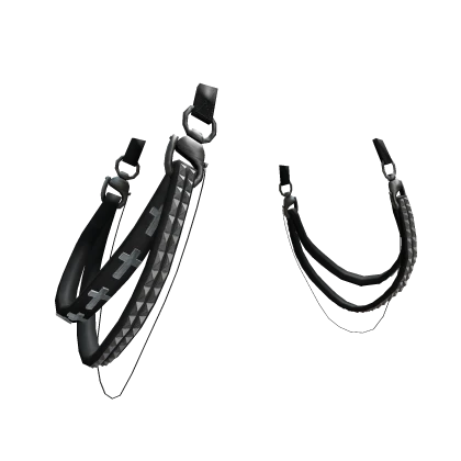 Punk Black Waist Suspender Straps With Crosses 1.0