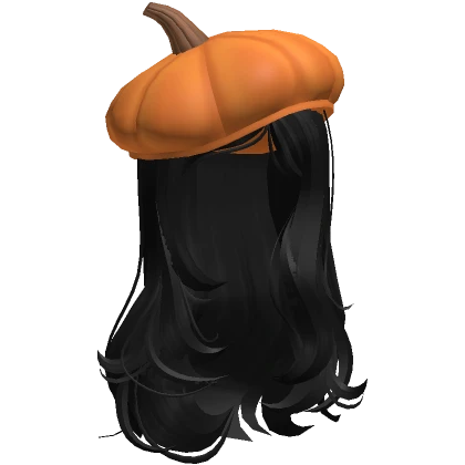 ♡ halloween black hair with pumpkin beret