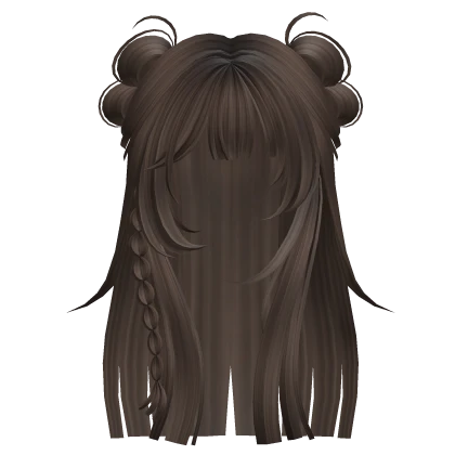 Y2K Long Hime Hair w/ Braids & Buns (Brown)