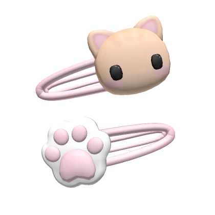  cute pink soft cat paw hairclips 