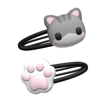  cute grey soft cat paw hairclips 