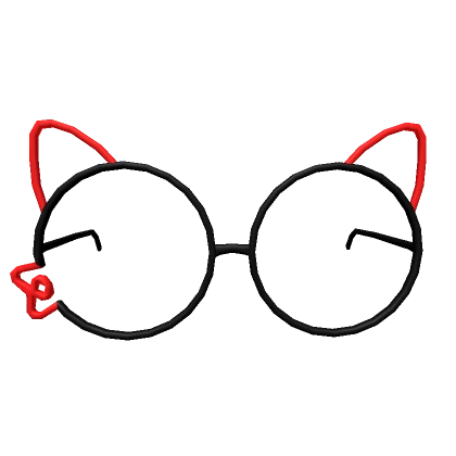 Round Kitty Glasses (Black and Red)