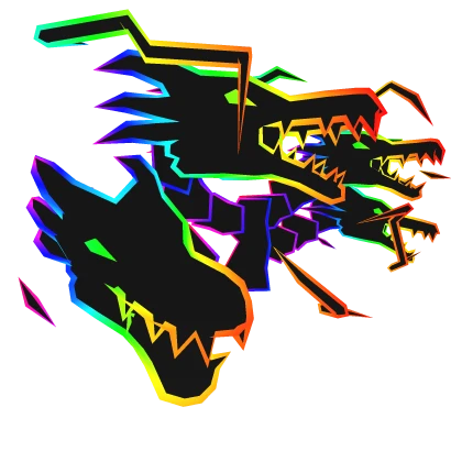 Cartoony Rainbow Lightning Dragon Heads