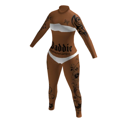 ✅Skin Suit✅ Baddie Tattoo White 