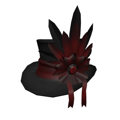 Feathered top hat - red/black