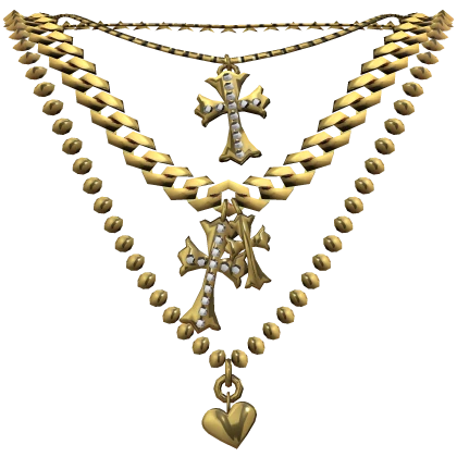 1.0 Chrome Cross Layered Gold Necklace 