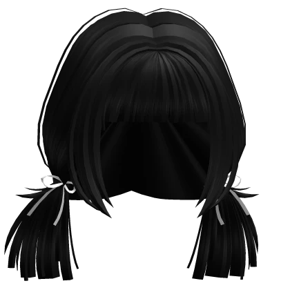 Short Bow Tied Pigtails (Black)