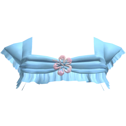 Tropical Preppy Summer Ruffle Top in Blue