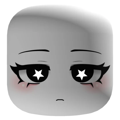 Cute Face w/ Black Eyes And Glowing Stars - White