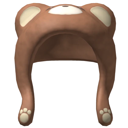 Fluffy Bear Mask Hat in Brown & Yellow