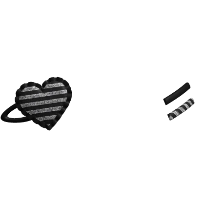 🖤 gothic striped heart hair clips black & white