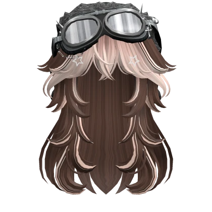 Brown&Blonde Long Hair w/ Y2K Goggles Ushanka