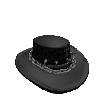 Chained Leather Rancher Hat, Emo Cross Hat