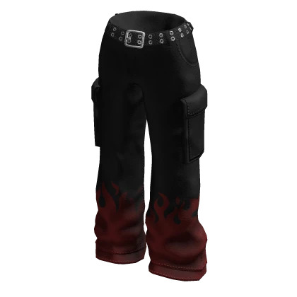 Dark Red Fire Baggy Pants