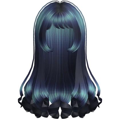 🖤 pretty emo dolly long curly hair teal blue