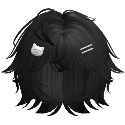 ♡ messy cutecore short hair /w cat clips black