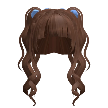 Brown Wavy Pigtails w/Bangs