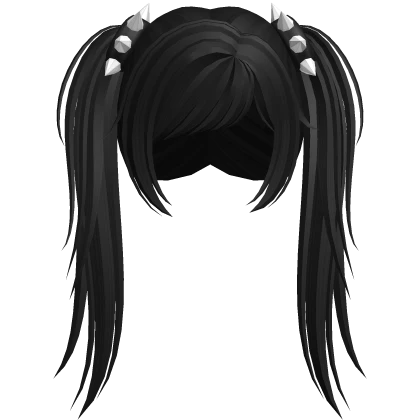 ♡ FREE : black messy scene pigtails w/ spikes