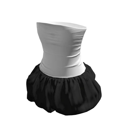 White Tight Balloon Dress Black 🫐