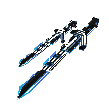 [3.0] Black Blue Dual Waist Cyberpunk Sword