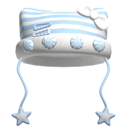 christmas striped kitty star beanie light blue