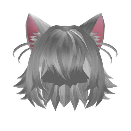 White Short Anime Cat Hair