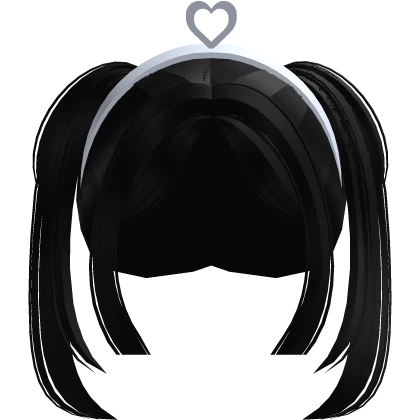 Adorable Pigtails in Black wHeart Shaped Headband

