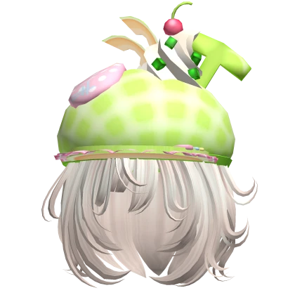 ♡ cute fruity green chef hair hat (beige)