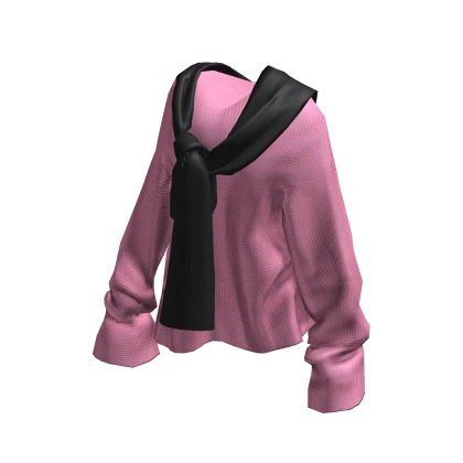 cute cozy tie knit sweater (pink & black)