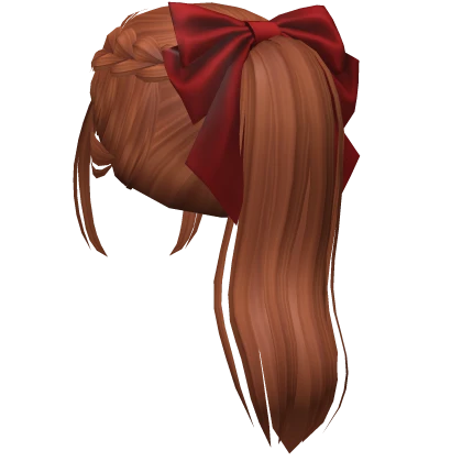 Dutch Braid Ponytail w/ Red Bow (Ginger)