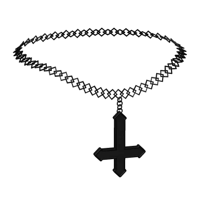 black upside down cross chain necklace