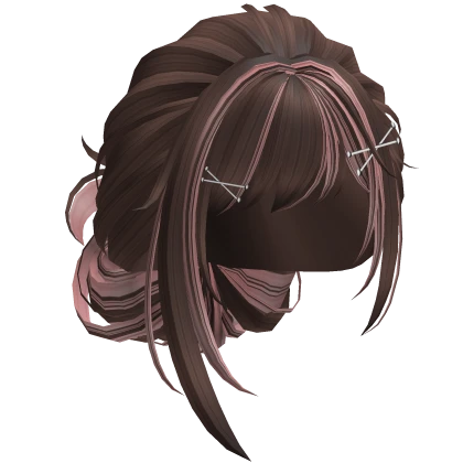 Messy Bun With Hair Clips (Brown and Pink)