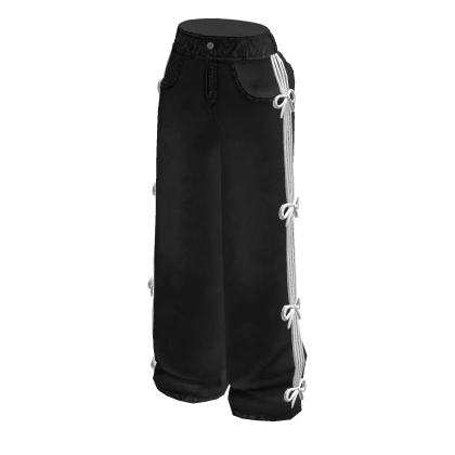 ♡ cute ribbon & bow denim jeans - black