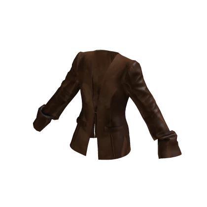 Elegant Brown Leather Blazer