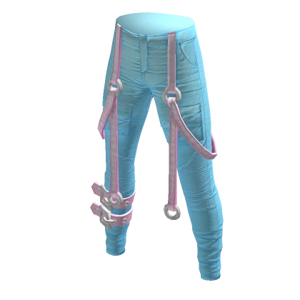 Strappy Biker Jeans Cotton Candy