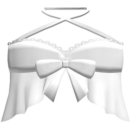 cute laced ruffled top with bow in white ♡