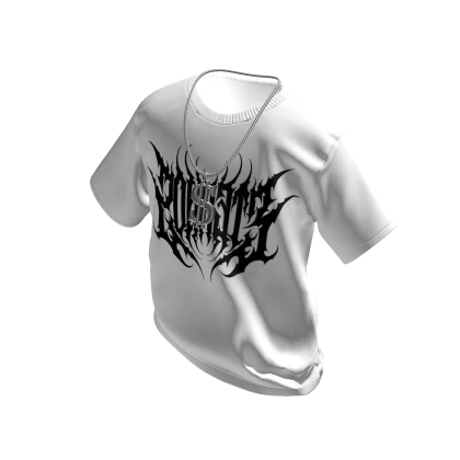 White Eternos T-Shirt with Silver Dollar Chain