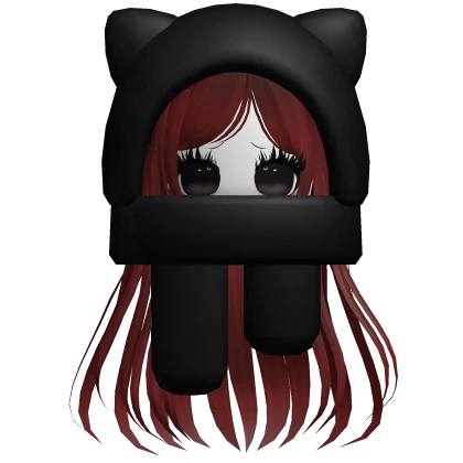 ♡ moe hair w oversized kitty hood red