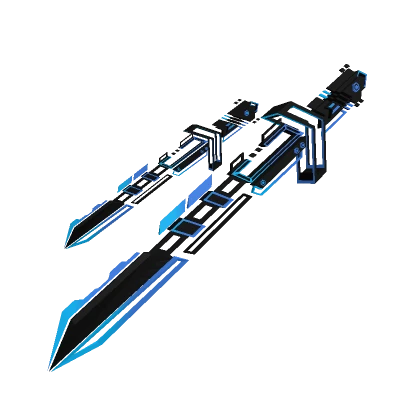 [1.0] Black Blue Dual Waist Cyberpunk Sword