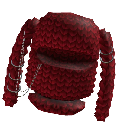 Balaclava w/ Ears & Chains Fluffy Cute Y2K Emo Red